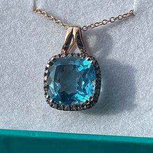 14K Rose Gold Diamond Topaz pendant